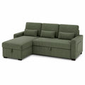Grünes Ecksofa aus Cord mit Stauraum