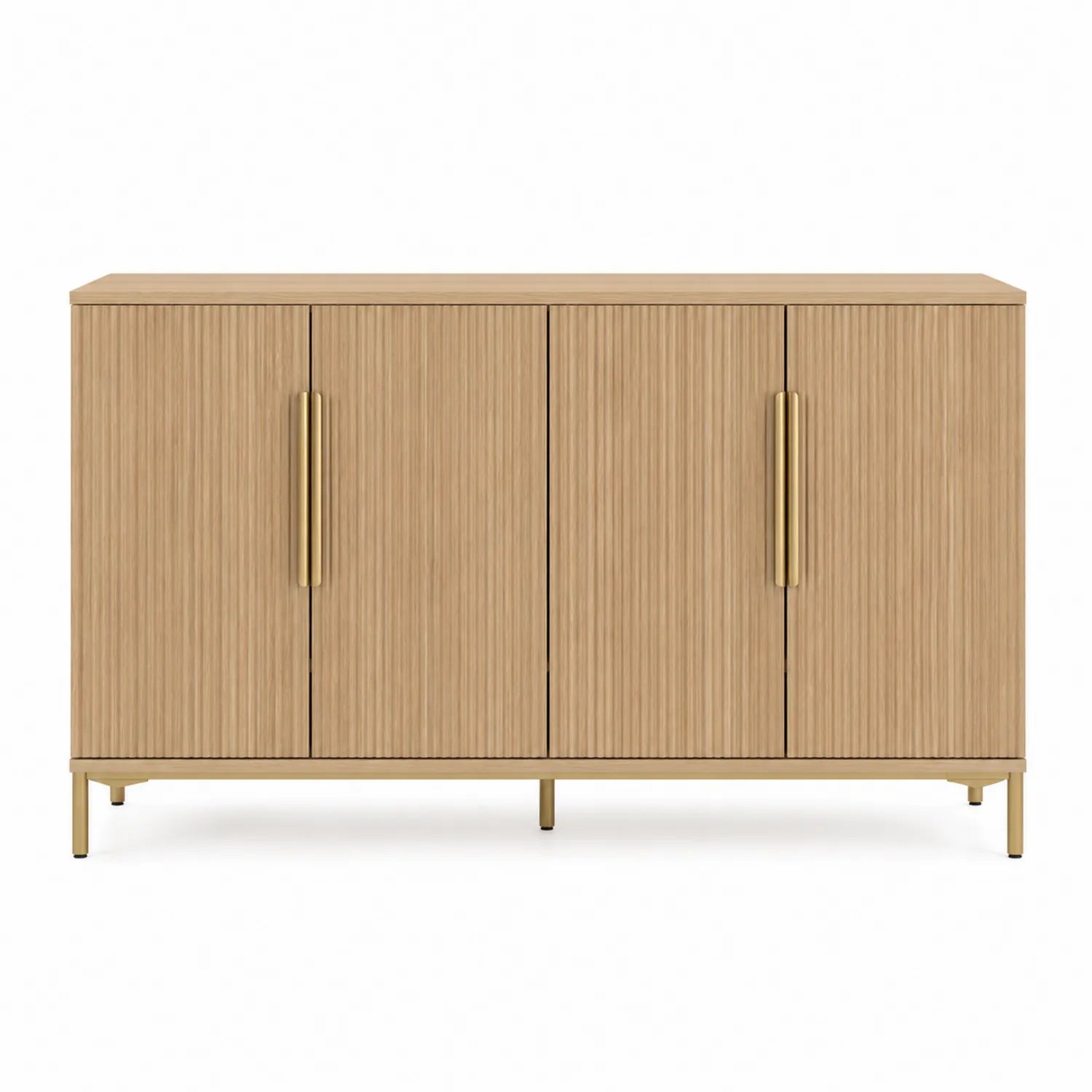 Sideboard Eiche Massivholz Natur 4-Türer Goldgriff