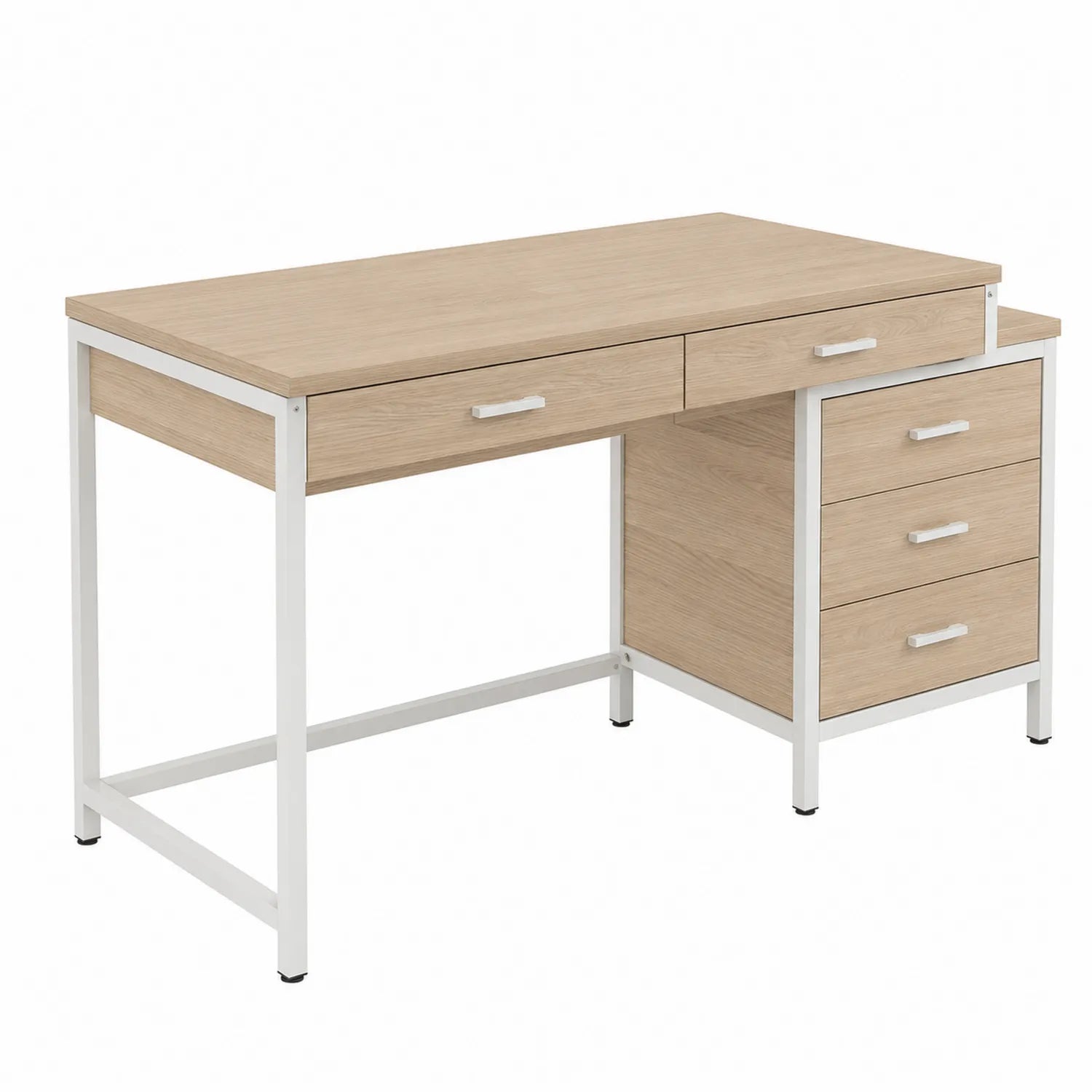 MDF Schreibtisch mit Metallrahmen und 4 Schubladen