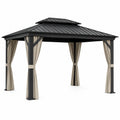 Gartenpavillon Aluminium Stahl 3x4m Schwarz Beige