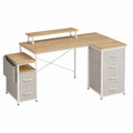 L-förmiger Schreibtisch mit MDF-Platten und Metallrahmen, Weiß