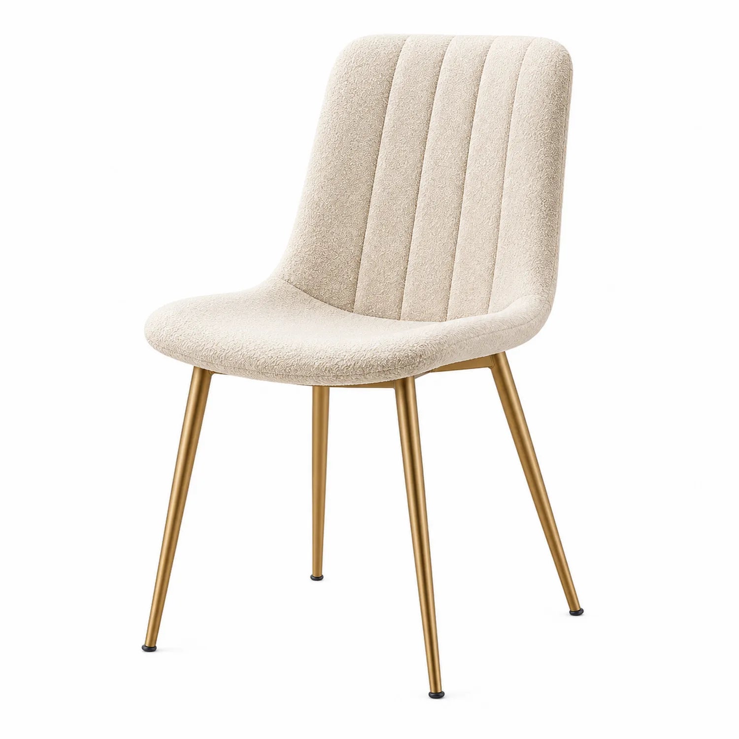 Esszimmerstuhl aus Bouclé-Stoff Beige mit Metallbeinen