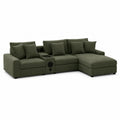 L-förmiges Ecksofa mit Lautsprecherfunktion aus grünem Polyester