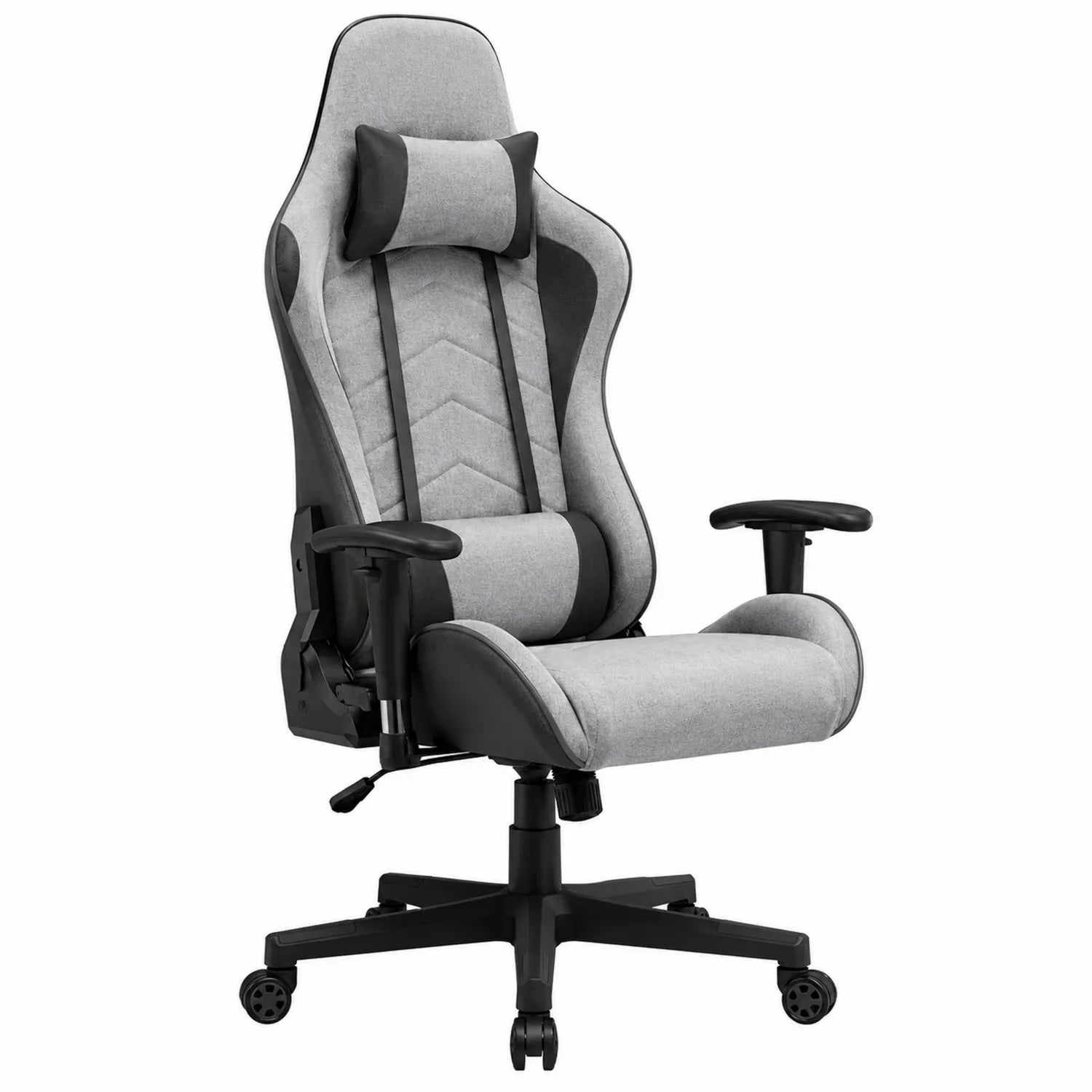 Ergonomischer Bürostuhl Stoff Polyester Grau/Schwarz Höhenverstellbar