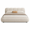 Polsterbett aus Stoff Beige 200x180 cm mit Kissen