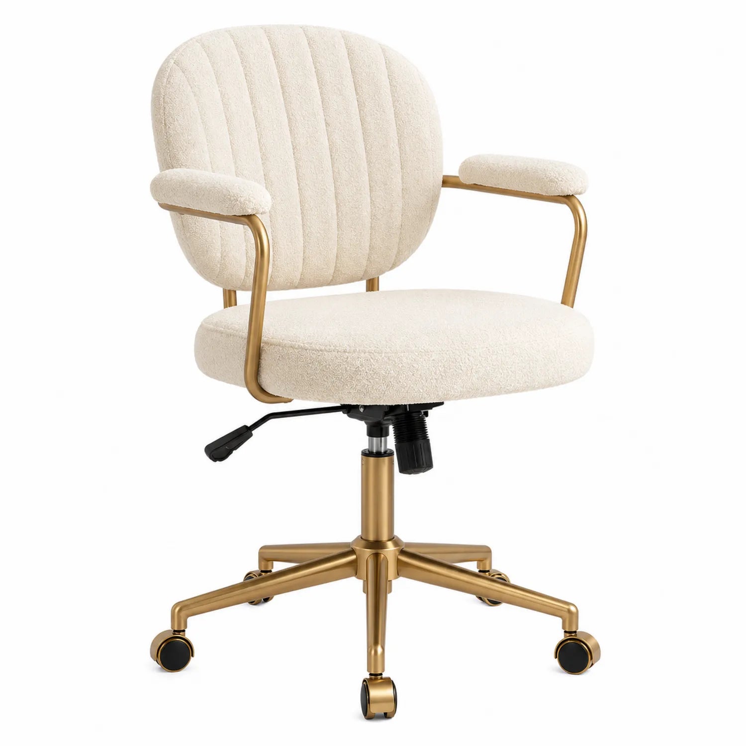 Drehbarer Bürostuhl aus Stoff mit verstellbarer Höhe Beige