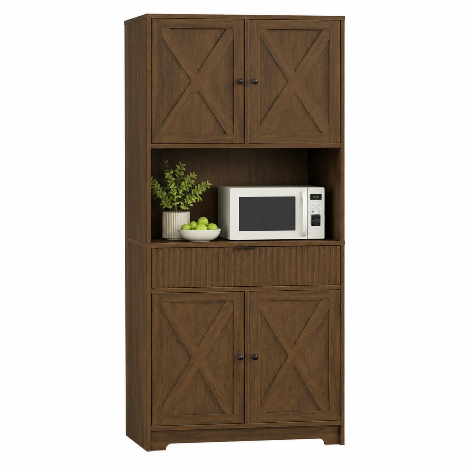 Küchenbuffet aus Holz Braun mit Mikrowellenfach