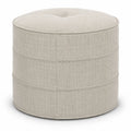 Runder Leinen Sitzhocker Beige Ø50x40 cm