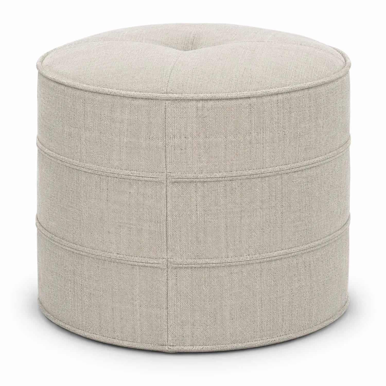 Runder Leinen Sitzhocker Beige Ø50x40 cm