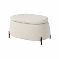 Ovaler Hocker Metallgestell Polyester Creme 80x40x45 cm