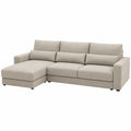Ecksofa mit Ottomane aus Polyester Beige 260x160x85 cm
