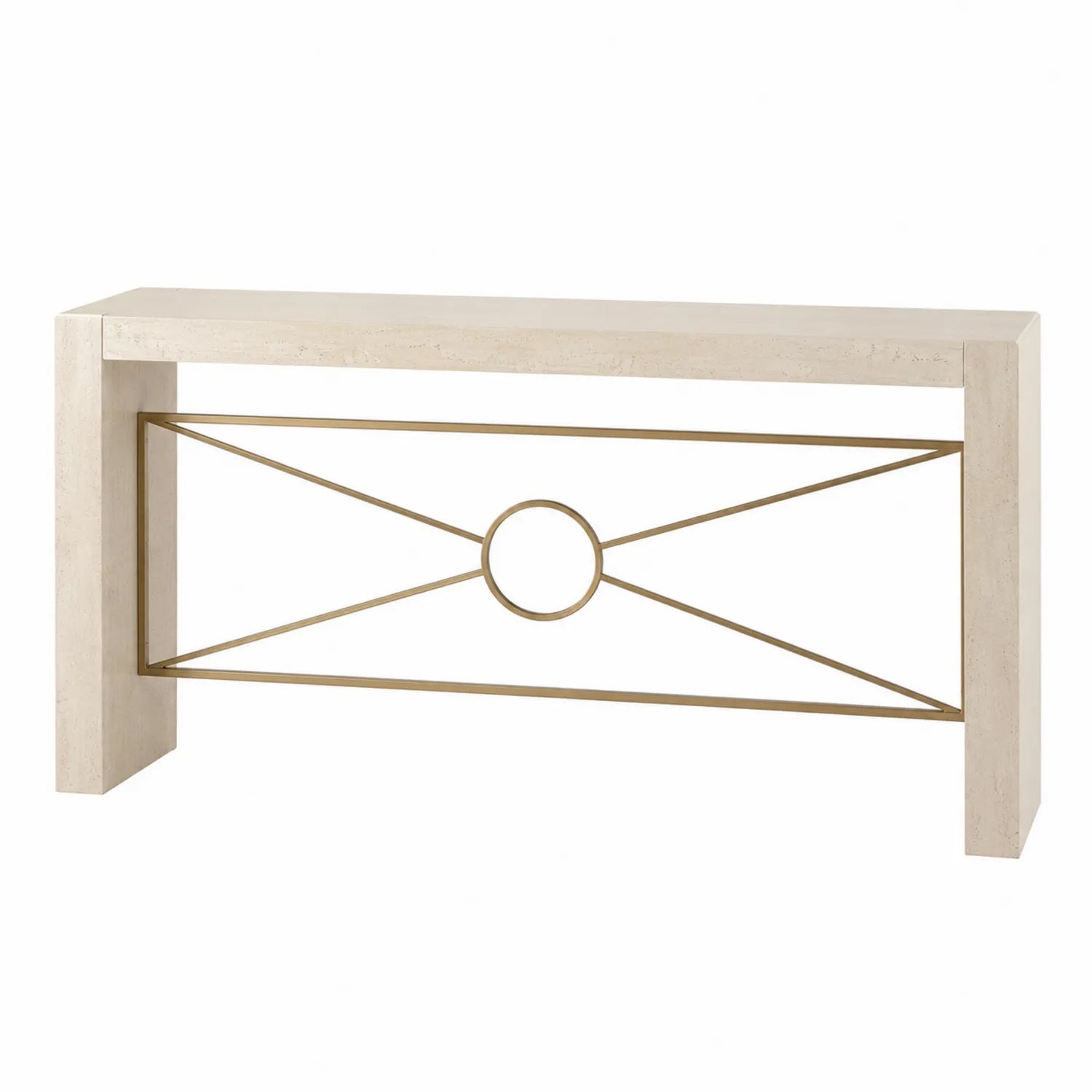 Stein-Konsolentisch mit Metallakzenten in Beige und Gold