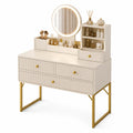 Schminktisch mit Spiegel und LED MDF Beige Gold