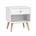 Nachttisch mit Schublade MDF Holz Weiß