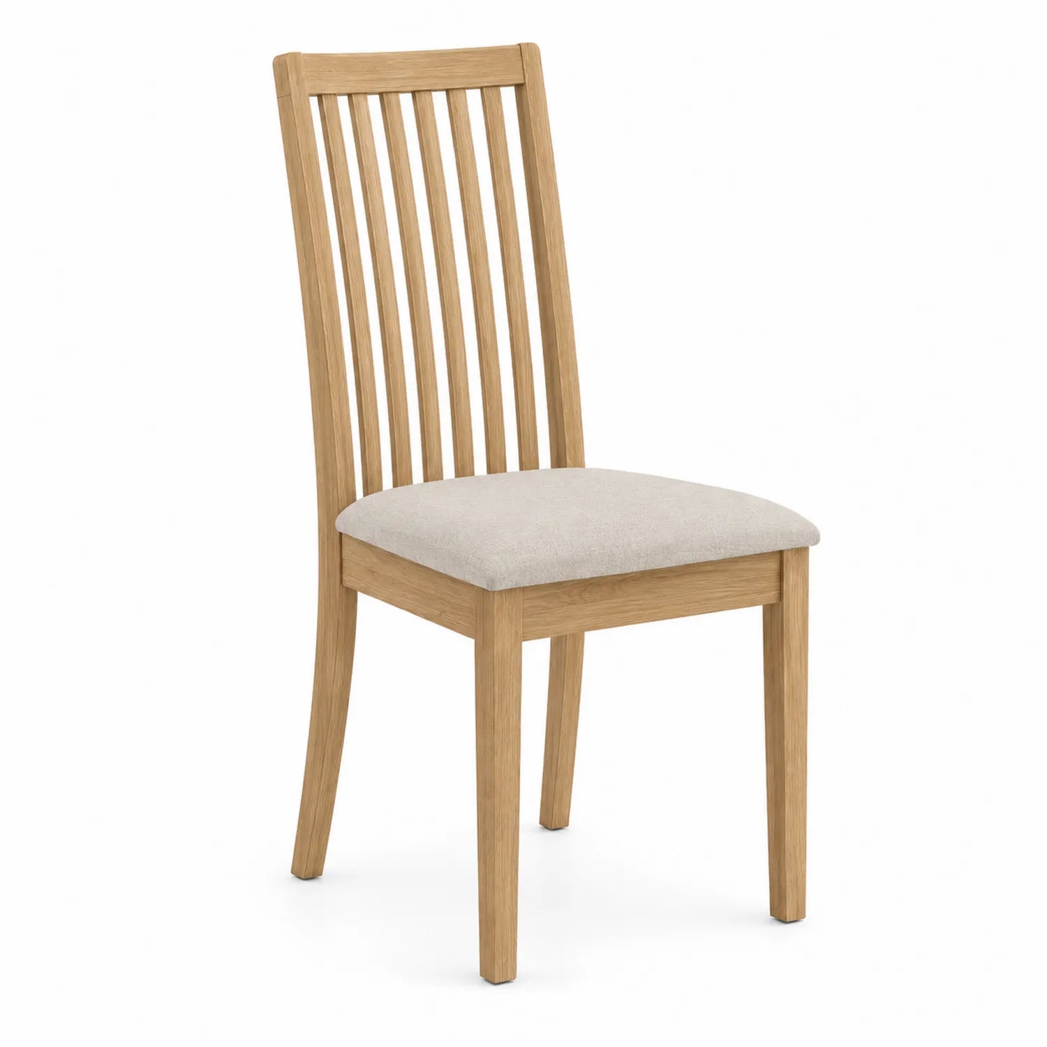 Holzstuhl Eiche mit Baumwollbezug Beige 95cm