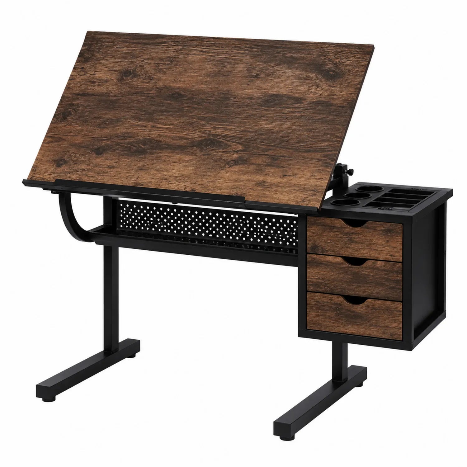 Zeichnungstisch MDF Holzoptik mit Stahlrahmen Braun/Schwarz 120 cm