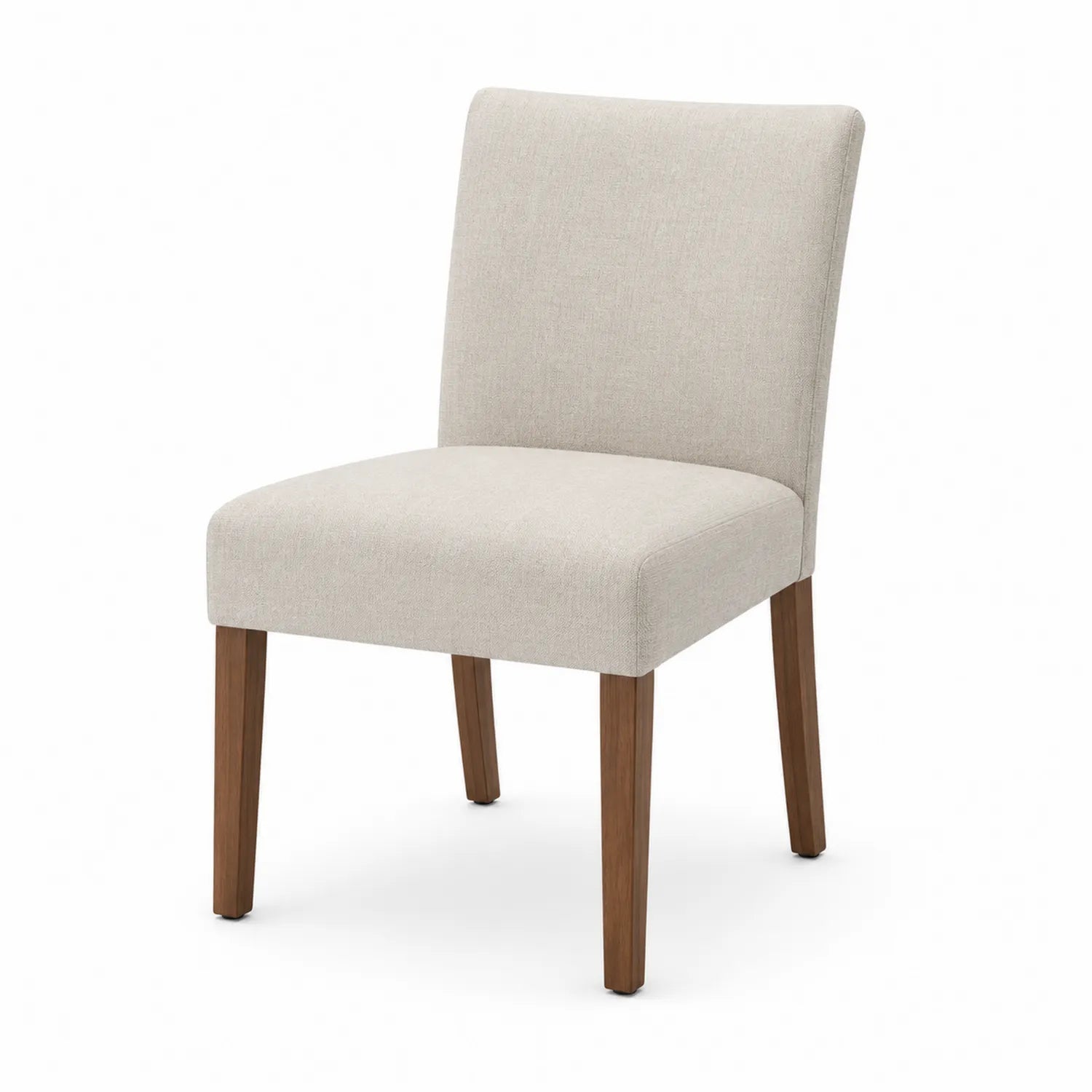Polsterstuhl aus Polyesterstoff Beige mit Massivholzbeinen